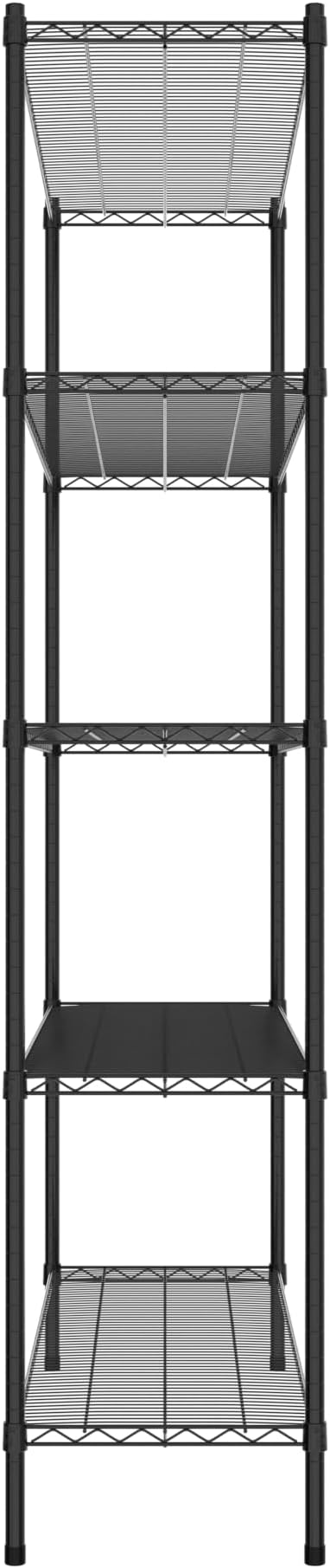 Commercial NSF Listed Black Epoxy Stationary Wire Shelving Kit 18" x 54" x 86", with 5 Shelves Perfect for Warehouse, Walk-in Refrigerator, Freezer, Grocery Store, Restaurant, Dishroom