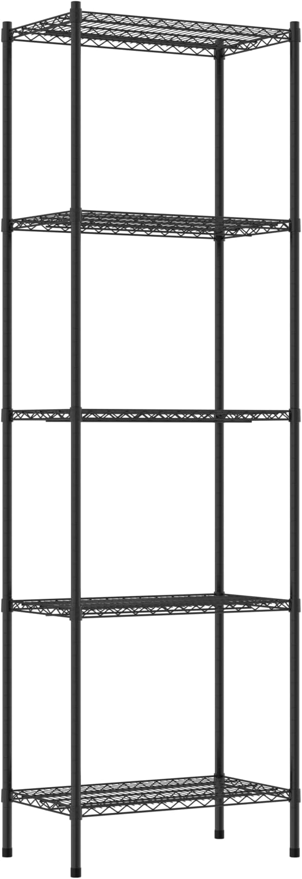 Commercial NSF Listed Black Epoxy Stationary Wire Shelving Kit 18" x 30" x 96", with 5 Shelves Perfect for Warehouse, Walk-in Refrigerator, Freezer, Grocery Store, Restaurant, Dishroom
