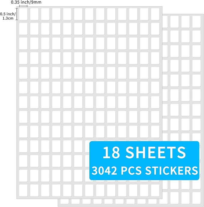 Yeachlaing 3040 Pcs Matte Small White Labels Stickers Blank Labels Removable Price Tags Labels Stickers for Jars Boxes File Folders Envelopes School Office Kitchen (13 X 9 mm)