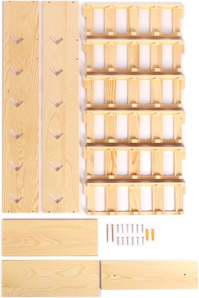 MYOYAY 6-Tier 24 Holes Spray Paint Can Storage Holder Organizer Can Rack Wall Mount Spray Bottle Can Holder for Garage and Craft Workroom 14.2" L x 5" W x 30" H