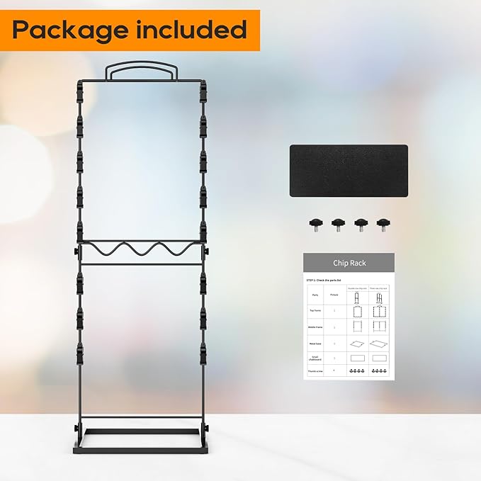 TJ.MOREE Chip Rack Display Stand, Chip Bag Holder for Party Display 2-Row 32Clips Countertop Snack Hanger, Snack Retail Display Rack for Party, Countertop