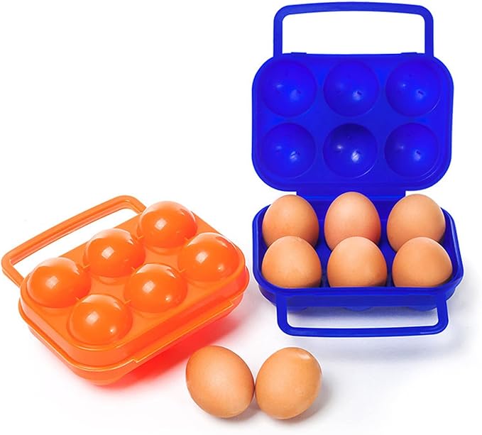 6 Grids Egg Holders, Egg Cartons For Refrigerator, Egg Storage Container, Shockproof Durable Refrigerator Egg Trays, Deviled Egg Tray Carrier with Lid, Egg Organizer Box for Fridge or Camping