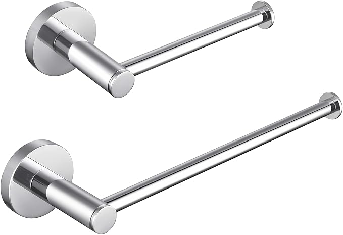 KIBI Circular 2-Piece Bathroom Hardware Set - Polished Chrome Finish – Includes Wall Mounted Towel Bar & Toilet Paper Holder – Modern, Durable, Rust-Resistant Bathroom Accessories (C-KBA14-2-1)