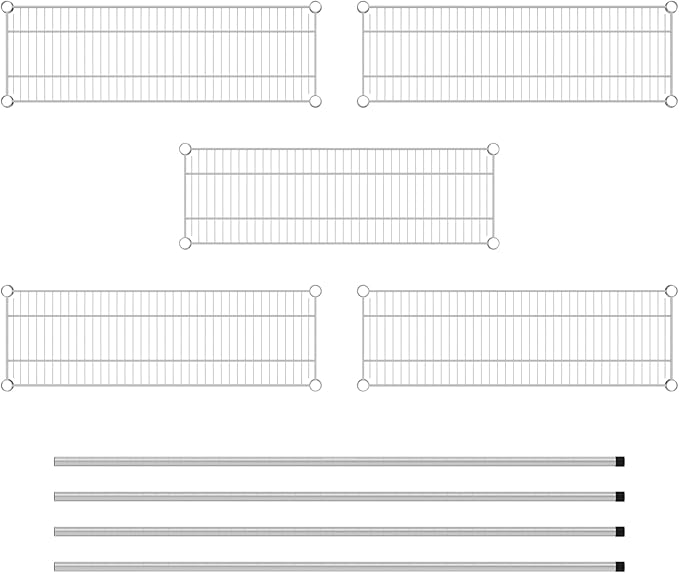 Commercial NSF Listed Chrome Stationary Wire Shelving Kit 12" x 36" x 64", with 5 Shelves Perfect for Warehouse, Walk-in Refrigerator, Freezer, Grocery Store, Restaurant, Dishroom