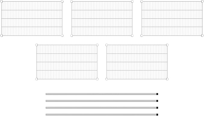 Commercial NSF Listed Chrome Stationary Wire Shelving Kit 21" x 36" x 64", with 5 Shelves Perfect for Warehouse, Walk-in Refrigerator, Freezer, Grocery Store, Restaurant, Dishroom