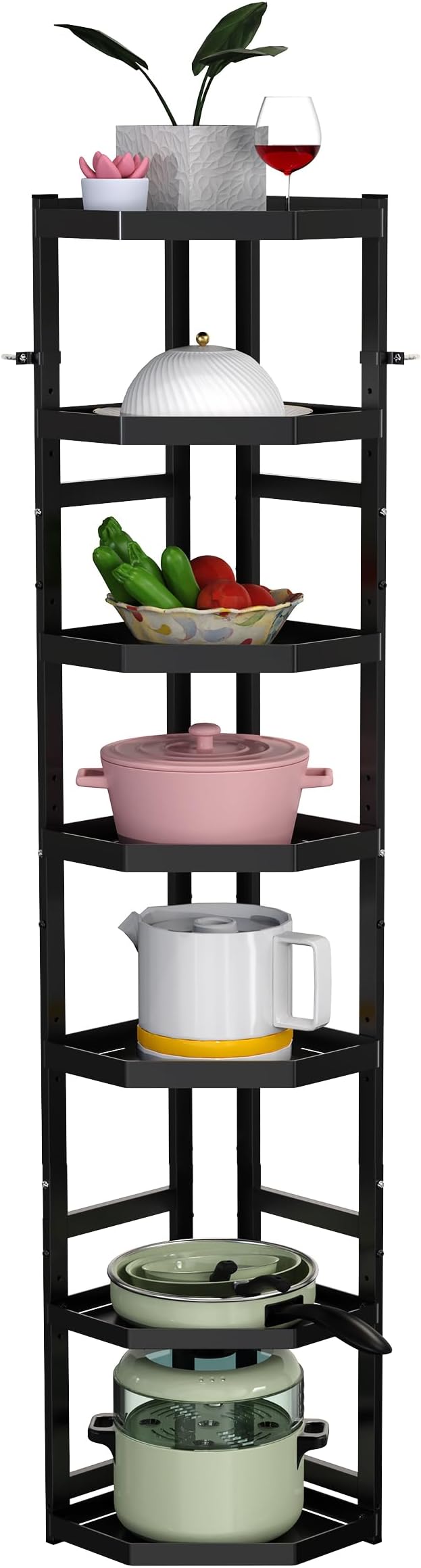 7-Tier Multifunctional Adjustable Pan & Pot Rack for Kitchen, Pan Organizer, Pot Organizer Organization & Storage, Pot Lid Organizer (Big Corner 7-tier)
