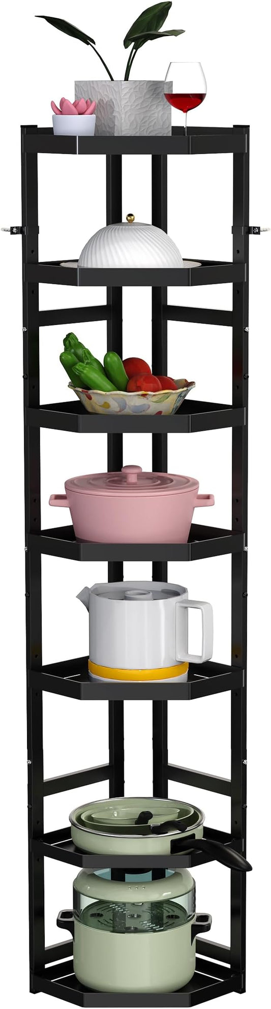 7-Tier Multifunctional Adjustable Pan & Pot Rack for Kitchen, Pan Organizer, Pot Organizer Organization & Storage, Pot Lid Organizer (Big Corner 7-tier)