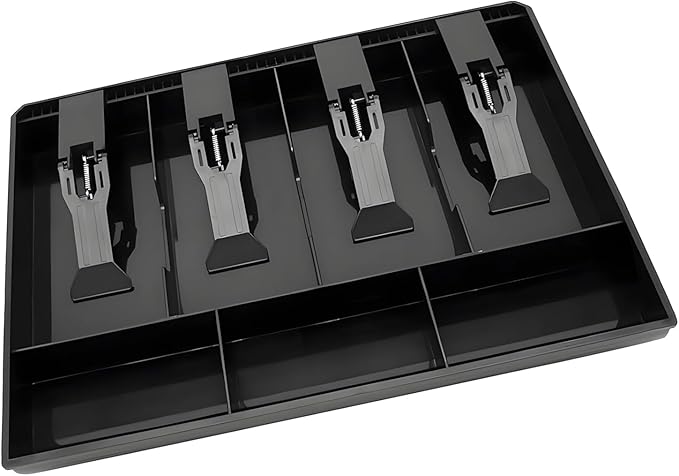 Cash Register Drawer Insert Tray with for Money Storage, Banks Supermarkets Stores,Black (4 Bill & 3 Coin)