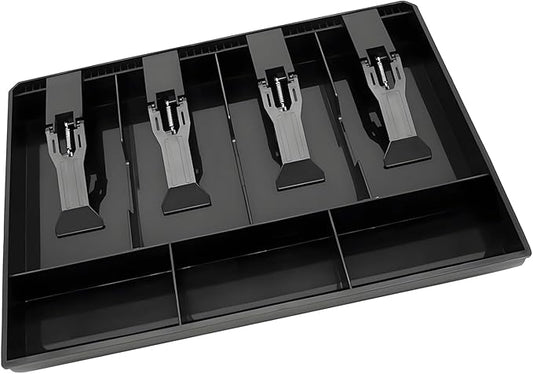 Cash Register Drawer Insert Tray with for Money Storage, Banks Supermarkets Stores,Black (4 Bill & 3 Coin)