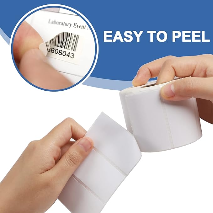 2 1/4" x1 1/4" Direct Thermal Labels for UPC Barcodes, Perforated Address Labels, Thermal Paper Self-Adhesive Label Stickers Tape Printers-20 Rolls, 1000/Roll
