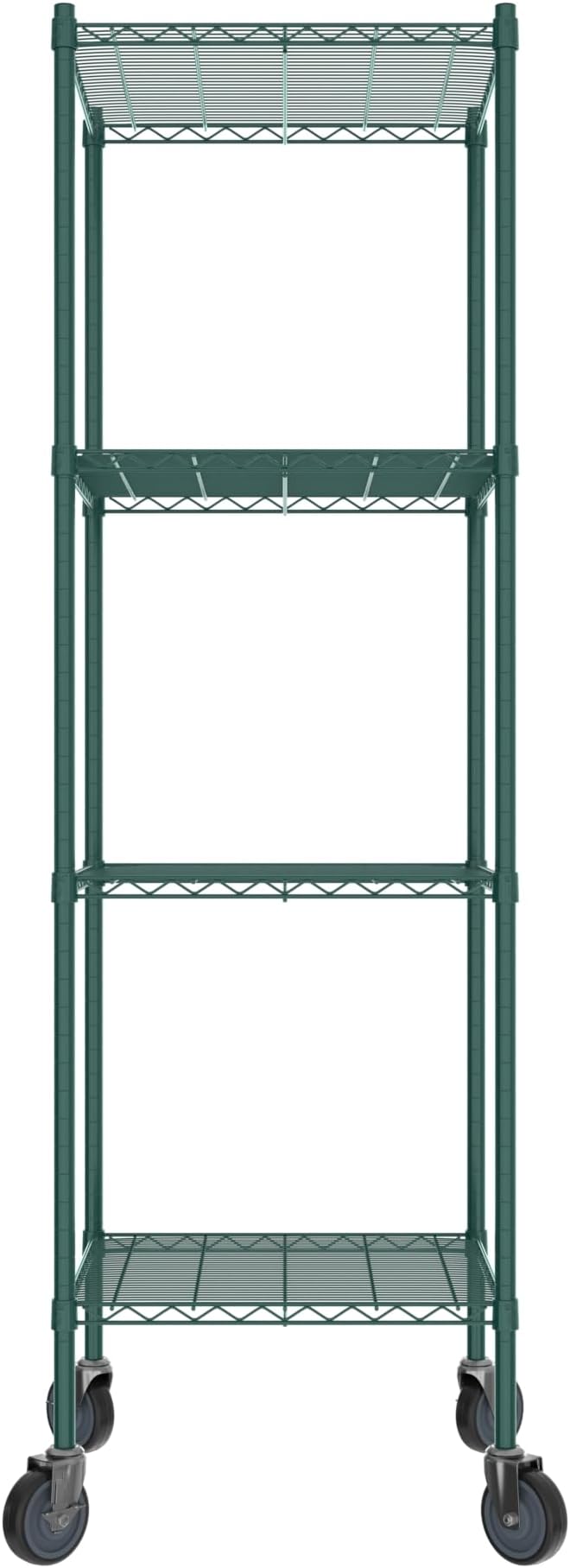 Commercial NSF Listed Green Epoxy Mobile Wire Shelving Kit 24" x 24" x 80", with 4 Shelves Perfect for Warehouse, Walk-in Refrigerator, Freezer, Grocery Store, Restaurant, Dishroom