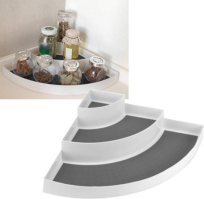 Kitchen Cabinet, 3 Tier Corner Shelf Organizer Spice Seasoning Bottle Holder Rack Storage Tool, Spice Rack Organizer Kitchen Cabinet Spice Organizer for Kitchen, Fridge, Freezer