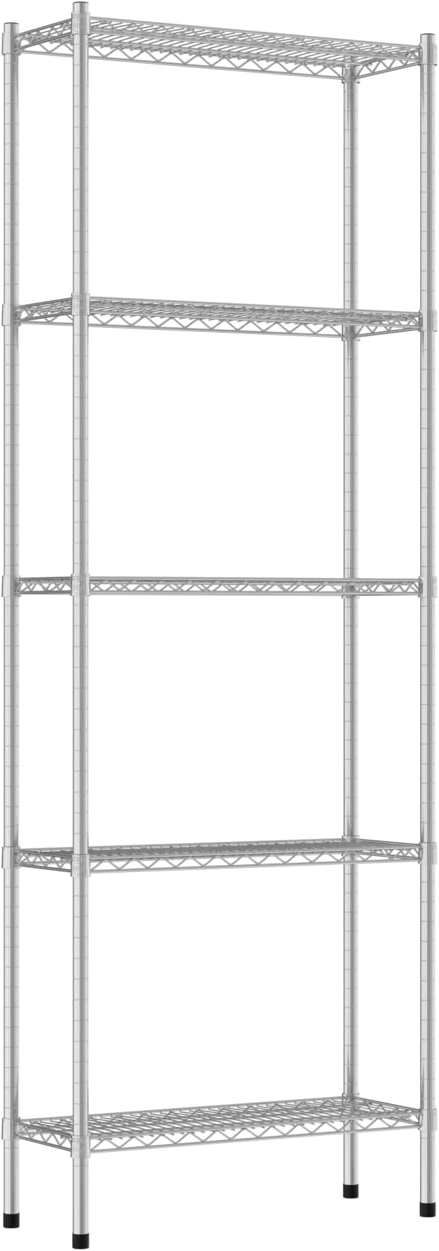 Commercial NSF Listed Chrome Stationary Wire Shelving Kit 12" x 30" x 86", with 5 Shelves Perfect for Warehouse, Walk-in Refrigerator, Freezer, Grocery Store, Restaurant, Dishroom