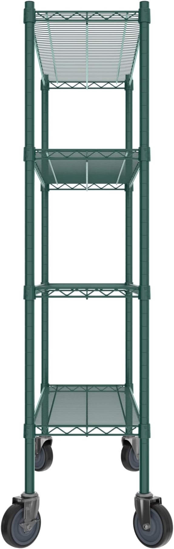 Commercial NSF Listed Green Epoxy Mobile Wire Shelving Kit 14" x 42" x 60", with 4 Shelves Perfect for Warehouse, Walk-in Refrigerator, Freezer, Grocery Store, Restaurant, Dishroom