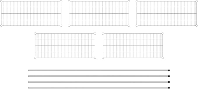 Commercial NSF Listed Chrome Stationary Wire Shelving Kit 18" x 42" x 96", with 5 Shelves Perfect for Warehouse, Walk-in Refrigerator, Freezer, Grocery Store, Restaurant, Dishroom