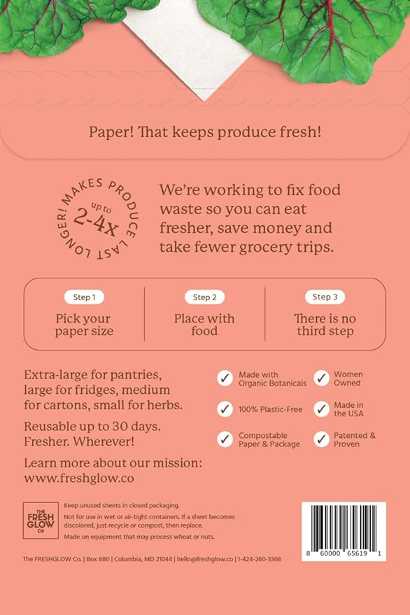 FRESHPAPER Pick-A-Size, Extra-Large, Perforated, 32-Use, Reusable Food Saver Sheets For Produce