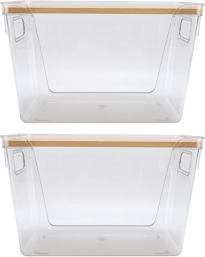 Yinhing 2Pcs Pantry Bin Multifunctional Clear Food Storage Container With Lid Ideal Kitchen Countertop for Efficient Organization and Easy Access To Food Items