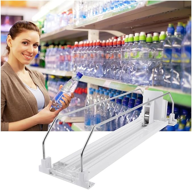 Drink Can Organizer Automatic Soda Can Pusher For Supermarket Shelf Display Adjustable White Plastic Drink Dispenser