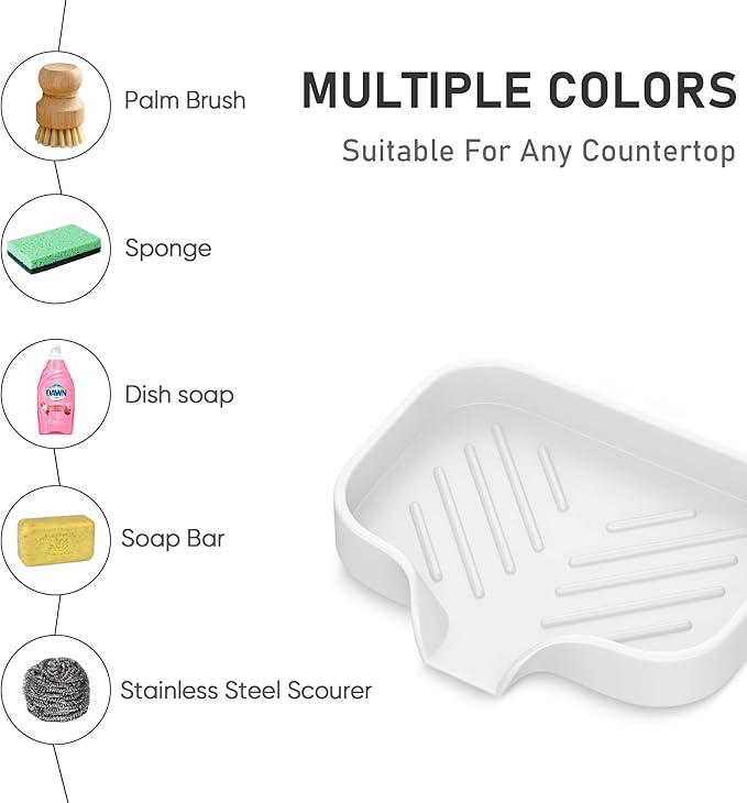 Great Silicone Soap Dish - 4 Pcs Thickened Self-Draining Soap Tray for Shower & Bathtub-Great High-Purity Silicone Soap Dish
