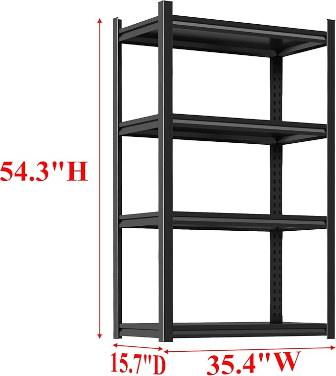 Kitchen Storage Shelves, Adjustable Metal Shelf Rack 2400 Lbs 4 Tier Shelving Unit, Bakers Rack With Storage Pantry Shelf, Heavy Duty Shelving Units Stand Industrial Organizer, 35.4"W×15.7"D×54.3"H