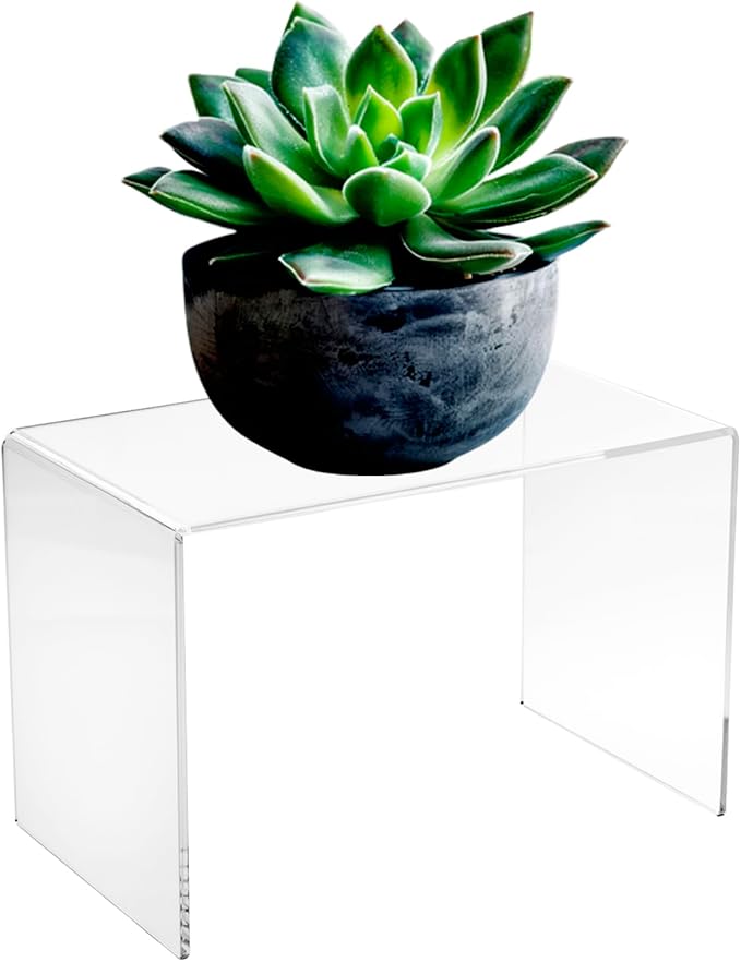 CLAY TONIC 1-Pack 9x6x6'' Large Clear 5mm Thickness Acrylic Display Risers for Kitchen Organizer and Storage,Display Food, Pantry Cabinet Shelf, Retail Display (1, 9x6x6 Inch)