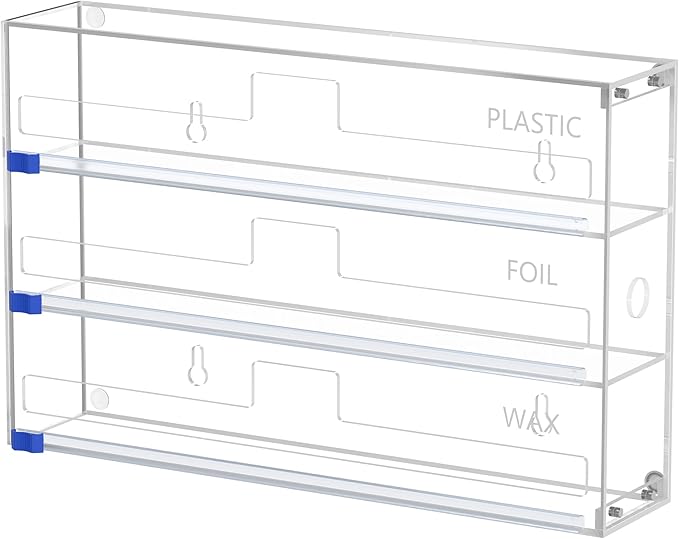 Foil and Plastic Wrap Organizer, 3 in 1 Kitchen Wrap Dispenser, Drawer Aluminum Foil Organization and Storage, Wall-Mounted Holder