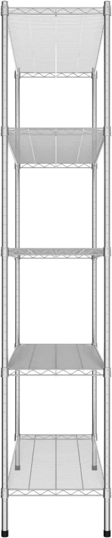 Commercial NSF Listed Chrome Stationary Wire Shelving Kit 18" x 54" x 86", with 5 Shelves Perfect for Warehouse, Walk-in Refrigerator, Freezer, Grocery Store, Restaurant, Dishroom