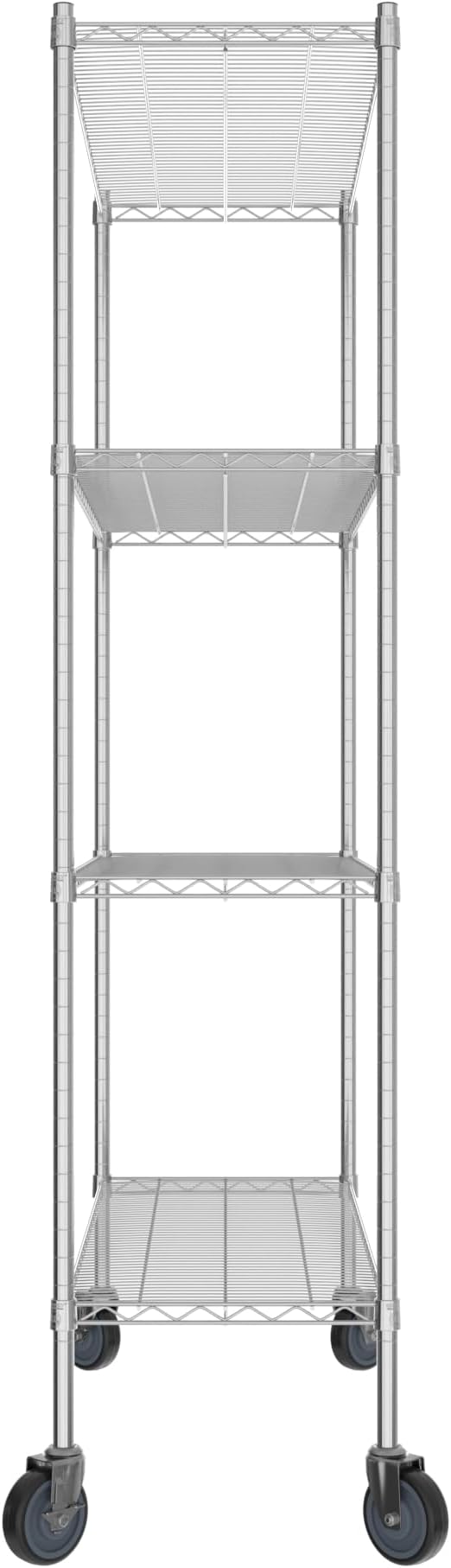 Commercial NSF Listed Chrome Mobile Wire Shelving Kit 18" x 48" x 80", with 4 Shelves Perfect for Warehouse, Walk-in Refrigerator, Freezer, Grocery Store, Restaurant, Dishroom