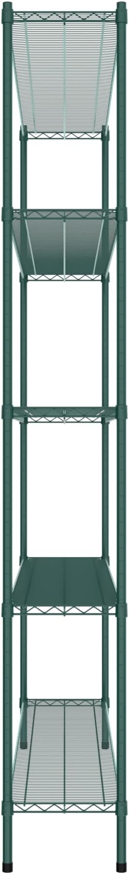 Commercial NSF Listed Green Epoxy Stationary Wire Shelving Kit 14" x 72" x 96", with 5 Shelves Perfect for Warehouse, Walk-in Refrigerator, Freezer, Grocery Store, Restaurant, Dishroom