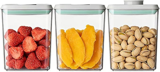 Airtight Food Storage with One-Touch Lid, (3 × 1.27 QT / 1.2 L) Stackable Durable PET for Sugar, Grains, Coffee Beans, and Baking Pantry Organization