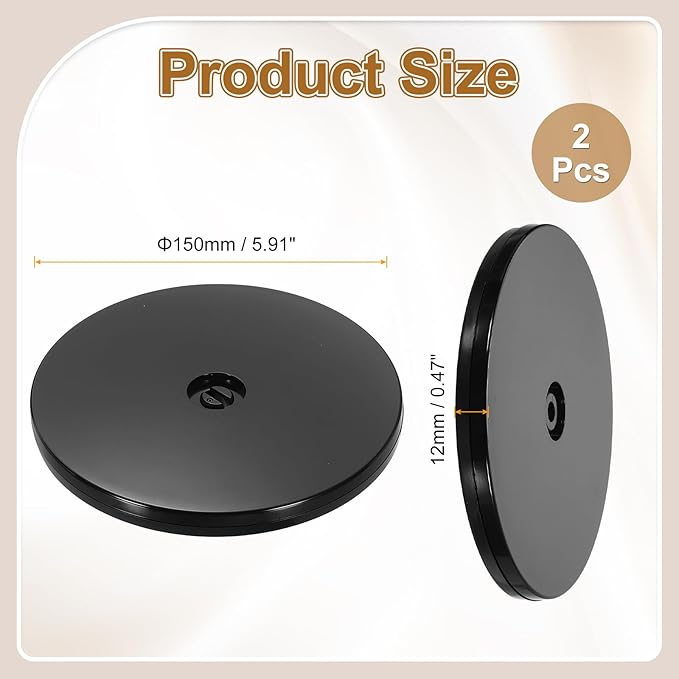 uxcell 2Pack Acrylic Lazy Susan Turntable, 6" Spinner Lazy Susan Turntable Organizer, Acrylic Ball Bearing Rotating Tray for Pantry Spice Rack Decorating, Black