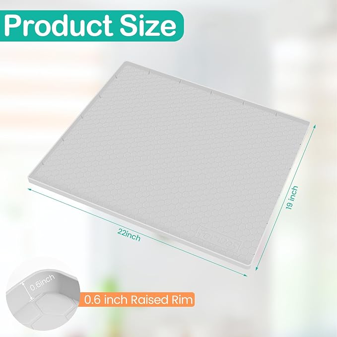 FORWOS Waterproof Under Sink Mat 22" x 19", Silicone Cabinet Liner, Rubber Protector for Kitchen and Bathroom, Keeps Cabinets Clean, Dry, and Organized (Light Grey)