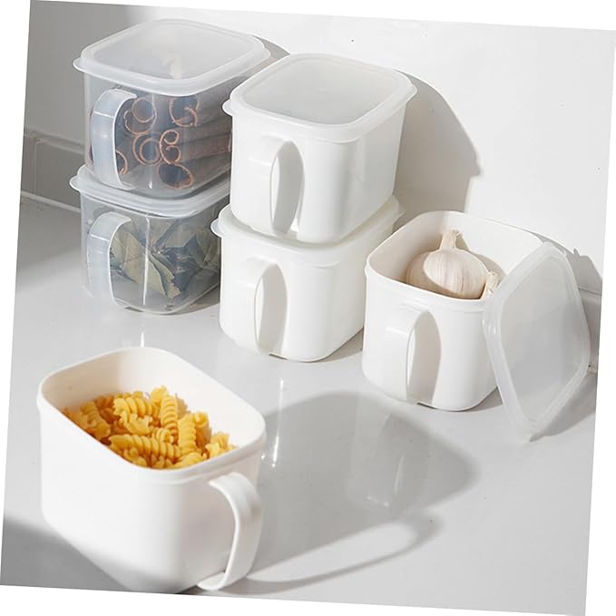 Fridge Food Container and Kitchen Cereal Organizer Large Plastic Storage Can with Handle and Label, Airtight Food Storage Box for Fruits and Snacks, 2pcs Set White
