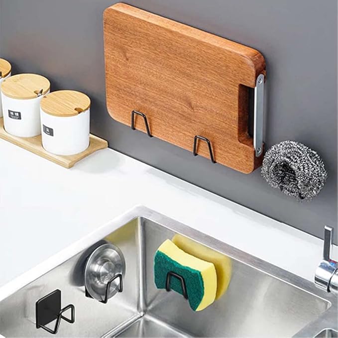 ESINAM 2Pcs Sponge Holders for Kitchen Sink, Strong Adhesive Small Sponge Holder, Premium Rustproof & Waterproof Kitchen Sink Caddy - Minimal Size - SUS304 Stainless Steel
