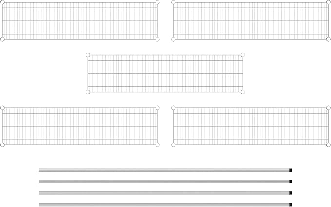 Commercial NSF Listed Chrome Stationary Wire Shelving Kit 14" x 54" x 86", with 5 Shelves Perfect for Warehouse, Walk-in Refrigerator, Freezer, Grocery Store, Restaurant, Dishroom