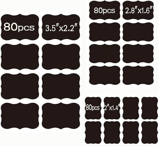240Pcs Chalkboard Labels Mason Jars Waterproof Reusable Blackboard Stickers Chalk Labels for Containers Food Labels Organizing Labels Glass Bottles Storage Bin Labels(3 Different Sizes)