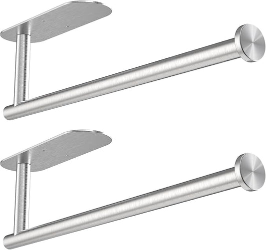 Paper Towel Holder Under Cabinet - Self Adhesive Paper Towel Roll Holder Wall Mount, Stainless Steel Towel Paper Holder for Kitchen,Bathroom,Cabinets(2 Pcs)