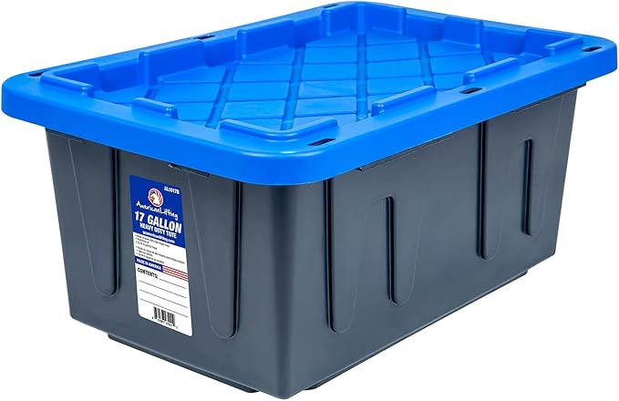American Lifting 17-Gallon Storage Containers - Tough with Lids Durable Stackable - Keep Your Belongings Safe and Organized - (4 Pack - Blue)