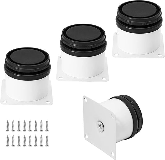 Set of 4 Stainless Steel Furniture Legs 2 Inch, Adjustable Round Cabinet Legs 2" Dia Kitchen Feet, Metal Replacement Legs for Cabinet Sofa Couch Shelves Table (White)