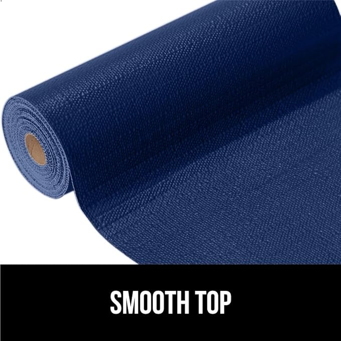 GORILLA GRIP DripGuard Shelf Liner, Non Adhesive Drawer and Kitchen Cabinet Protector, Slip Resistant BPA Free Smooth Surface Plastic Liners for Cabinets, Bathrooms, Closets, 17.5x240 Inch, Navy Blue