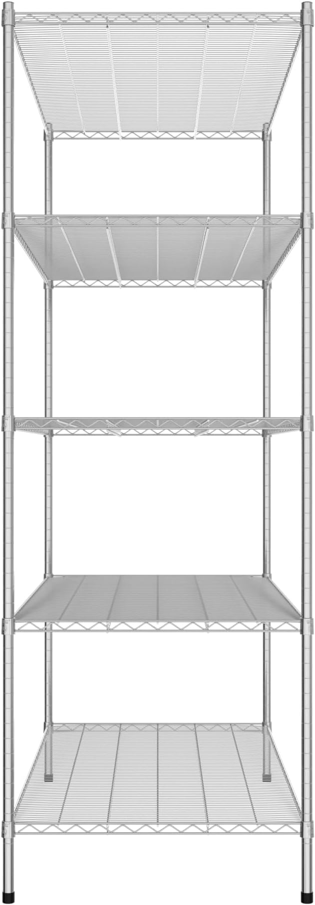 Commercial NSF Listed Chrome Stationary Wire Shelving Kit 30" x 60" x 86", with 5 Shelves Perfect for Warehouse, Walk-in Refrigerator, Freezer, Grocery Store, Restaurant, Dishroom