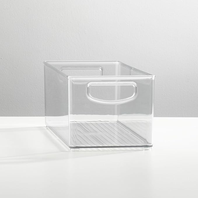mDesign Household Storage Bin for DVDs, PS4 and Xbox Video Games - Pack of 2, Large, Clear