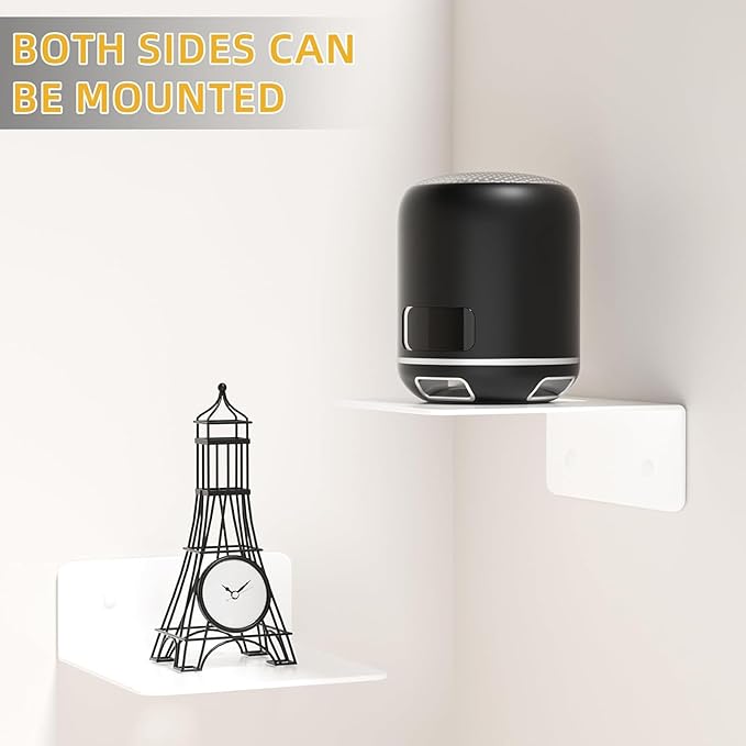 Speaker Shelf Wall Mount – Functional, 2 Pieces Small, Floating Adhesive Home Shelves, Bedroom Living Room Bathroom Kitchen | Bedroom Living Room Bathroom Kitchen Nursery Monitor Speaker