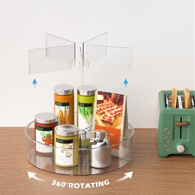 Lazy Susan Turntable Spice Rack Organizer, Food Storage Container Rotating Condiments Spinning Organizer for Kitchen Cabinets Pantry Refrigerator Countertops,Set of 2