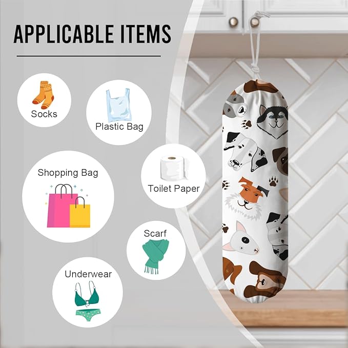Animal Plastic Bag Holder, Reusable Shopping Bags Storage Organizer Dispenser, Wall Mount Plastic Bag Holders for Grocery Bags, Beach Home Laundry Room Kitchen Decor, Gifts for Women