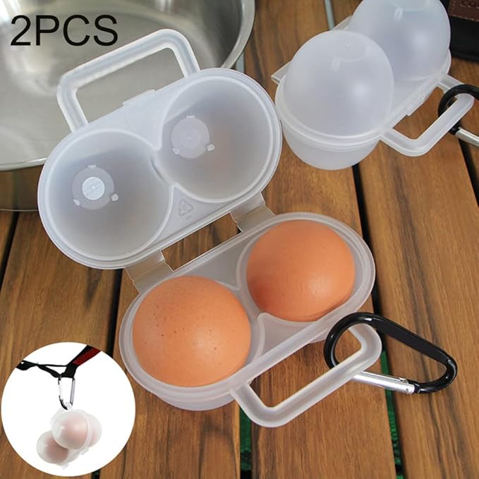 2pcs Eggs Carrier Case, Portable 2 Girds Egg Holder Container with D Buckle, Reusable Plastic Leakproof Shockproof Eggs Box Egg Tray for Kitchen Outdoor Camping Picnic Hiking