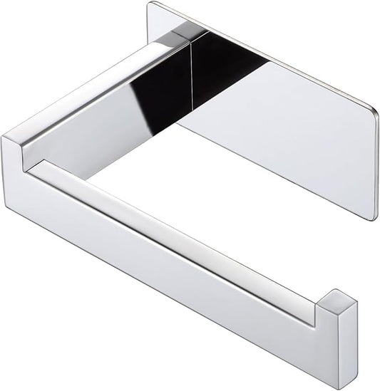 LANC Chrome Toilet Paper Roll Holder, Self-Adhesive Toilet Paper Holder Wall Mounted for Bathroom Office, Stick On Toilet Tissue Holder with No Drilling Stainless Steel Silver, A8307CP