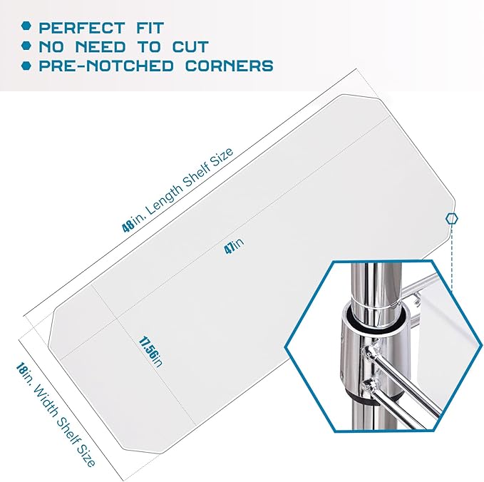 BRIAN & DANY Wire Shelf Liner 18" X 48", Set of 5, Heavy Duty Shelf Liners for Wire Shelving, Waterproof Protector Mats, Transparent