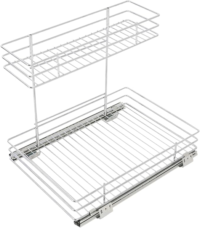 DUSNDULR 2 Tier Under Sink Organizer, 27.95"x12.6"x13" Pull Out Cabinet Organizer Under Sink Slide Out Storage Shelf for Kitchen Cabinet Bathroom