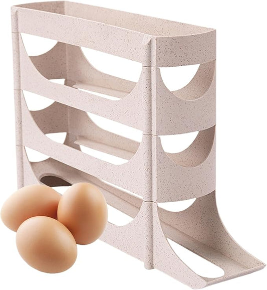 Egg Holder for Fridge | 4 Tier Automatic Rolling Storage Rack,Large Capacity Clear Egg Dispenser,for Freezer Side Door Home Kitchen Cabinet Holds Up To 30 Piece
